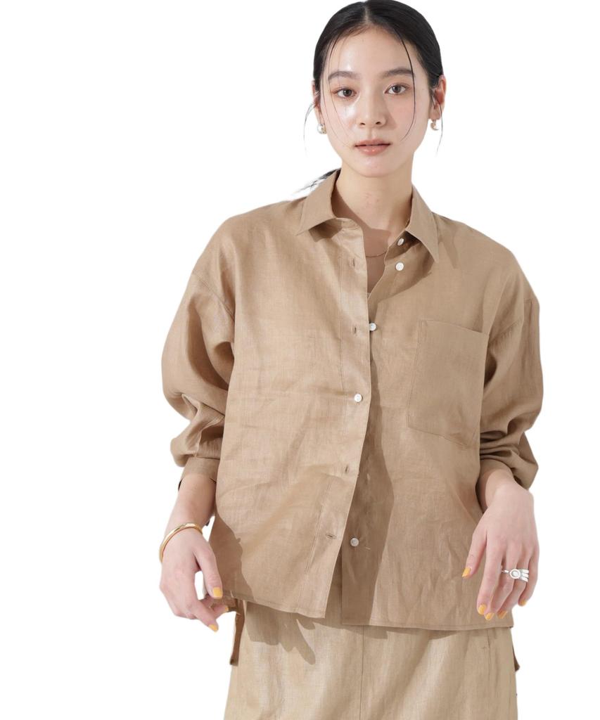 Nano Universe European Flax Sheer Shirt Be Paired with Other F 040 Beige (Can Items) Women's 669-5120300