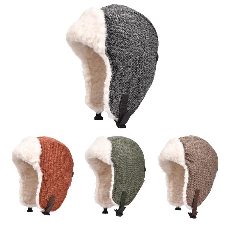 Unisex Winter Warm Hat With Ear Protection Windproof Outdoor Cycling Beanie Gray Orange Khaki Green