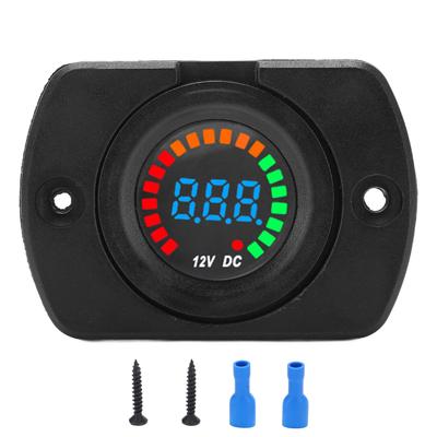 Voltímetro de Coche LED Pantalla Digital Medidor de Voltaje Impermeable Universal para Camiones Autobuses Barcos Yates