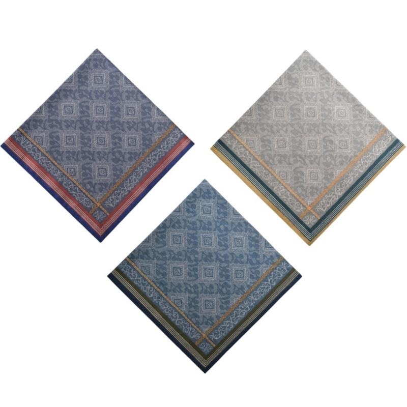 Cotton Jacquard Handkerchief For Men Soft Quick Drying Classical Pattern Pocket Square Hankie For Grooms Weddings Party