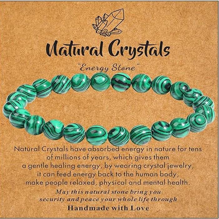 Hot Selling Natural Stone with Cardboard Beaded Elastic String Bracelet Crystal Agate Tiger Eye Stone Wholesale Bracelet Jewelry