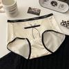 Lady Summer Pure Desire Sexy Lace Stitching Mesh Pearl Satin Triangle Briefs