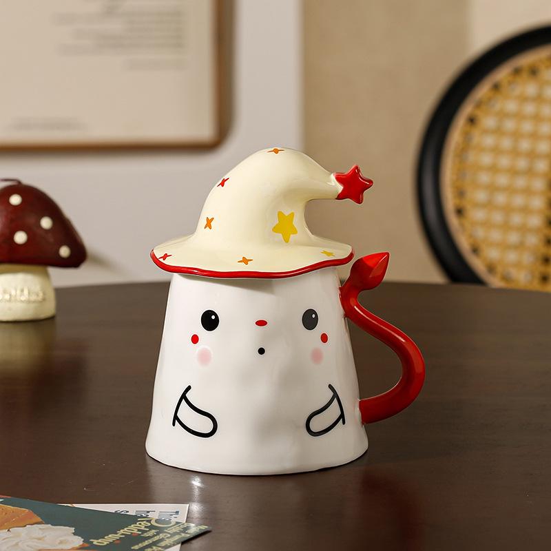 Quirky Ghost Ceramic Mug with Lid - Birthday, Graduation, or Souvenir Gift for Girlfriend