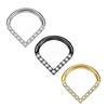 Surgical Steel Septum Nose Clicker Hinged Teardrop Shape Rhinestone Nose Ring Gold Black Body Piercing Jewelry Helix Piercing