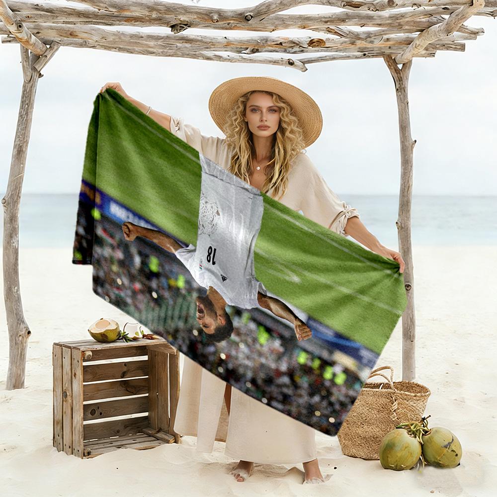 Victory Soccer Beach Towel Quick-Dry Soft Microfiber Comfortable Lightweight Suitable for Sports, Travel, Swimming, Yoga, Bathroom, Beach, And Pool