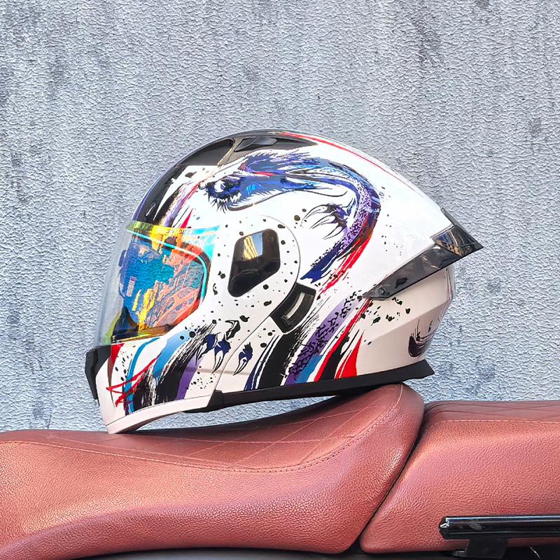 Small shell helmet peel-off helmet motorcycle helmet locomotive double lens men's and women's four-season motorcycle cruise helmet large