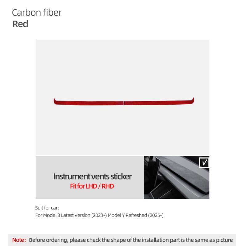 Carbon Fiber For Tesla Model 3 Highland Model Y Juniper Car Interior Dashboard Air Outlet Trim Strip Trument Auto Accessories