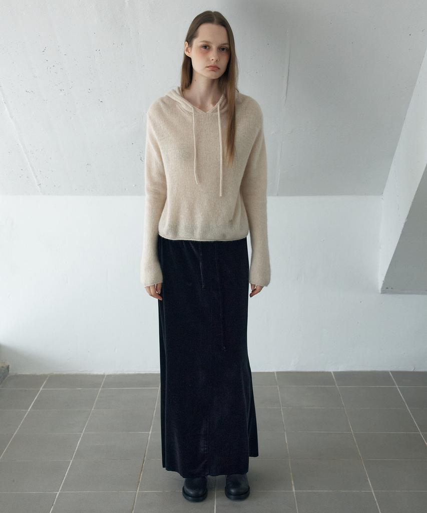 Awi Velvet Jersey Skirt_Black