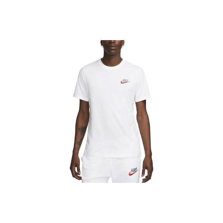 Nike Sportswear Club+ Logo Embroidered Round Neck Sports Short Sleeve T-Shirt Men Tops White FD1257-100