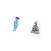 Asian Kabuki Geisha Dollhouse Figurine with Monkey Buddha Miniature Sculpture Japanese Kimono