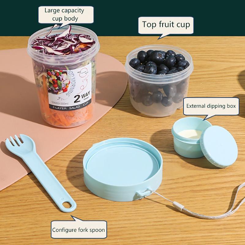 Snídaně ovoce Ovesný jogurtový salátový kelímek s víčkem lžička Dvouvrstvý úložný prostor potravin Přenosný fitness kelímek pro snížení hmotnosti