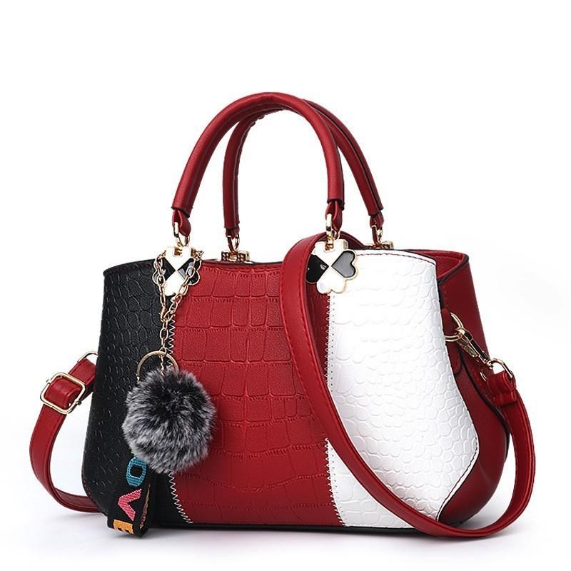 Stylish Cross-border Stone Texture Pu Shoulder Bag For Women красный