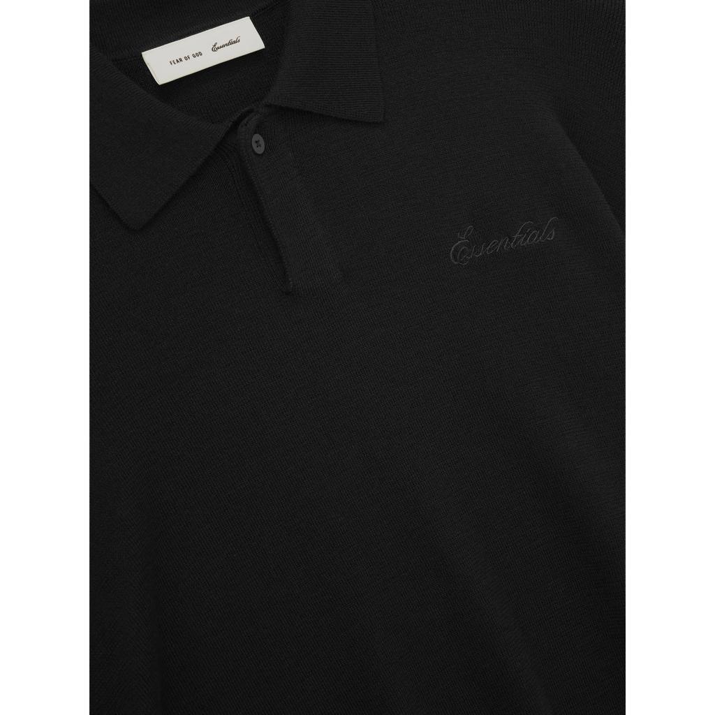 Fear Of God Essentials Ss26 Signature 90s Knit Polo Vintage Black Unisex polo shirts 192SP264911F