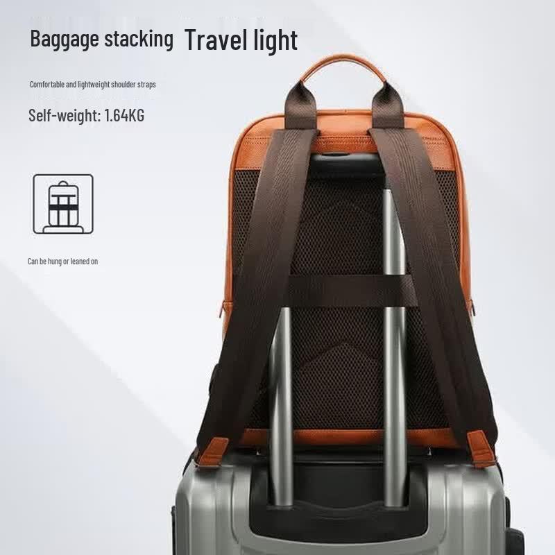 Navigare Men's Top-Grain Leather Laptop Backpack
