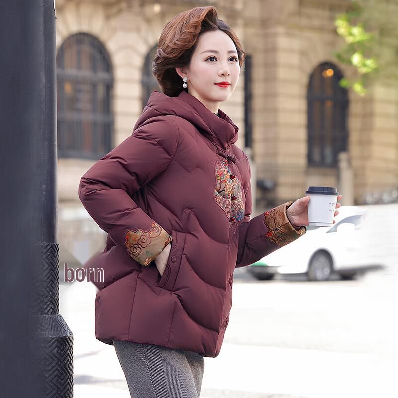 SNOWFLYING Women's Elegant New Chinese Style Hooded Duck Down Jacket