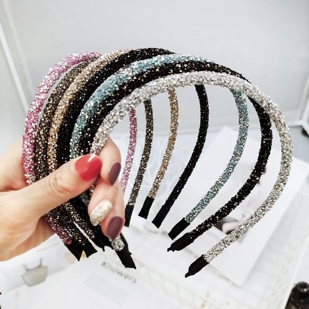 Fascia per capelli morbida in cristallo coreano alla moda per donne, con strass, perline, castone, accessori per capelli da ragazza, copricapo semplice
