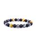 Triple Protection Natural Stone Beads Bracelet Tiger's Eye for Courage Obsidian for Grounding & Pyrite for Wealth Health Jewelry