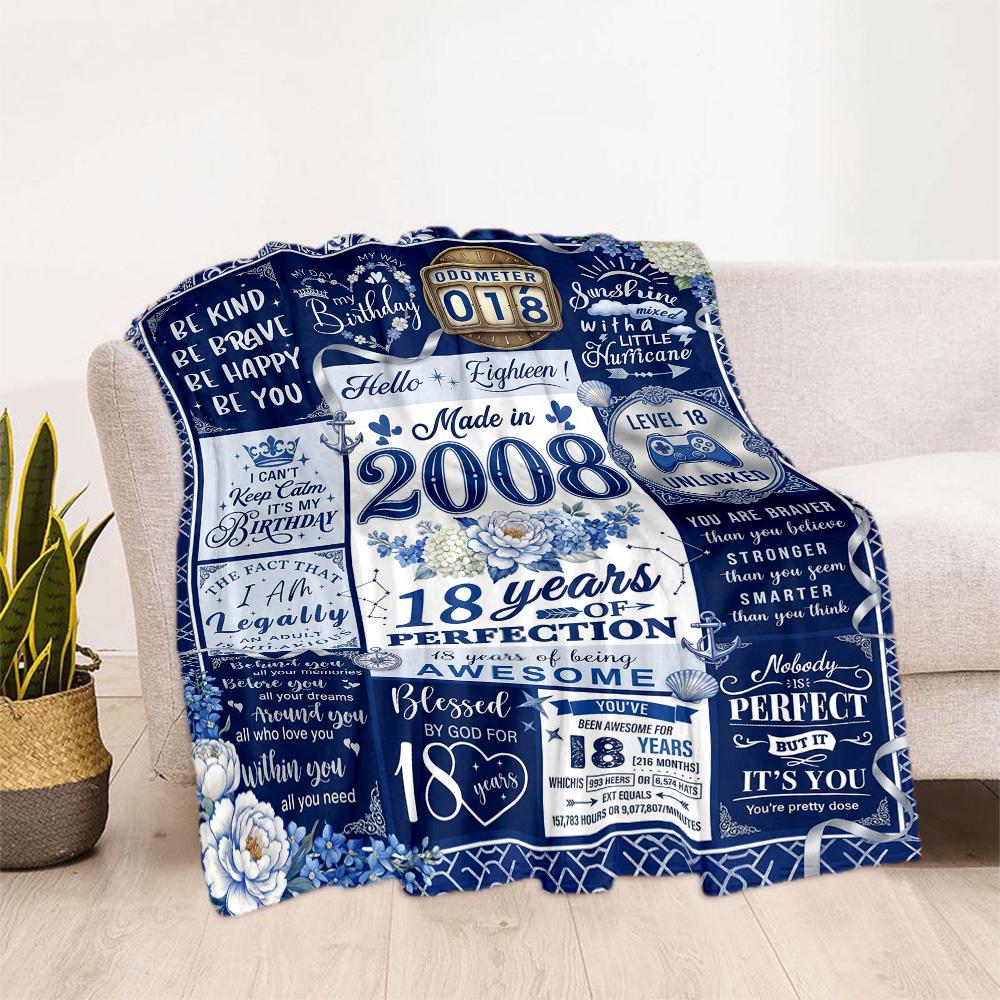 18th Birthday Celebration Quotes Blanket Durable Comfort Great for Seaside Sofa Chair All-Season Use Stylish Decor