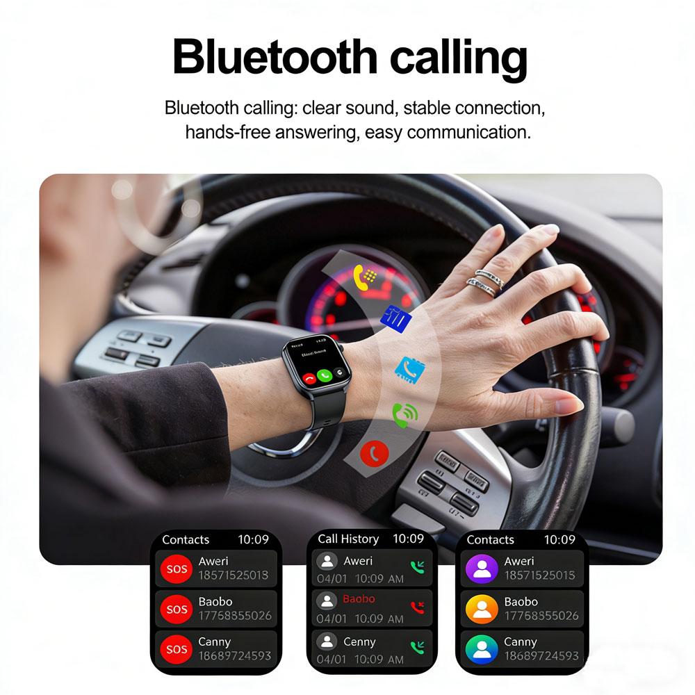 SACOSDING AI Health SmartWatch for Men Women with Flashlight 2.5D UI Voice Bluetooth Call Smart Watch Fitness Tracker