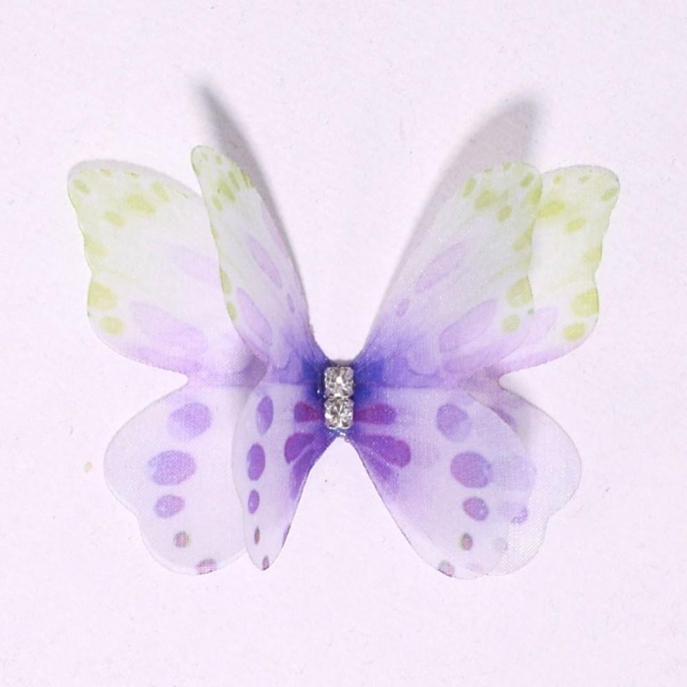 50 Stück 3D Organza Stoff Schmetterlings-Applikationen Doppellagige Chiffon Schmetterlings-Stickerei-Aufnäher Handgefertigte Haarnadel-Accessoires