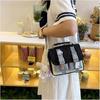 Kawaii Shoulder Bag with Cute Pins Kawaii Tote Bag for Girls School Crossbody Backpack Casual Fashion (Black)