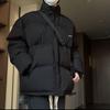 Men's Winter Cotton Printed Casual Jacket - Hong Kong & Korean Style, Thickened, Loose Fit, Stand Collar.