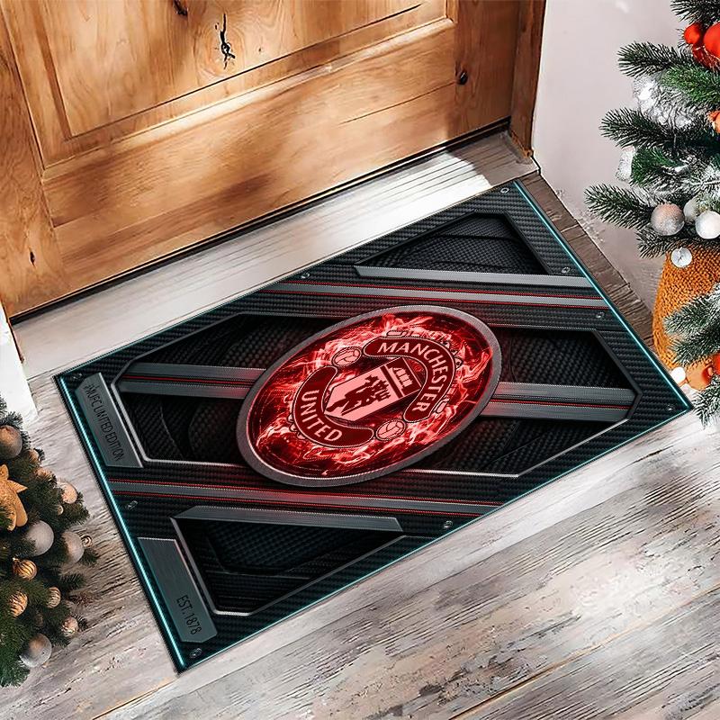 Tappeto in Flanella Stampato Manchester United Antiscivolo Morbido Poliestere Tappeto per Pavimento Tappetino Decorativo per Interni per Camera da Letto Soggiorno Divano