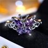 Elegant Female Purple Butterfly Zircon Stone Engagement Ring Silver Color Summer Wedding  For Women