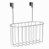 Over Cabinet Storage Basket Sturdy Metal Wire Satin Nickel Bathroom Organizer No Hardware Needed Foam Backing Easy Clean