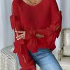Fashion Autumn New French Style Round Neck Bow Decorated Long Sleeve Loose Knit Set Sweater for Women