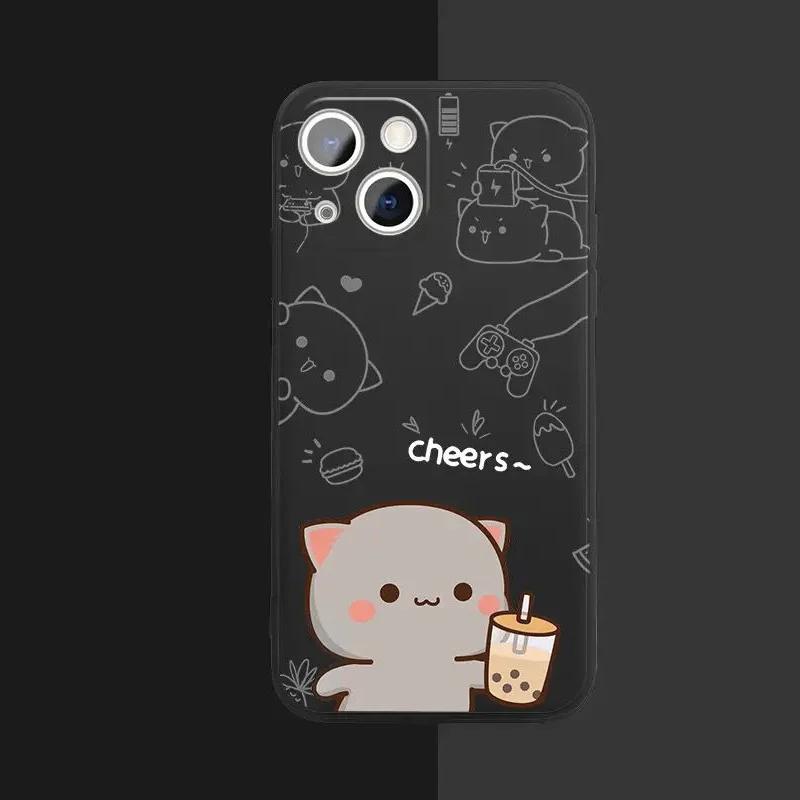Animal TaoTao HuiHui Couple Phone Case For iPhone 15 11 12 14 13 Pro Max Mini XS Max XR SE2 7 8 Plus Cute Cat Mobile Phone Cover