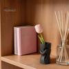 Exquisite Sculptural Floral Display Couple Embracing Abstract Vase, Matte Black Decorative Sculpture, Modern Style Romantic Home Atmosphere