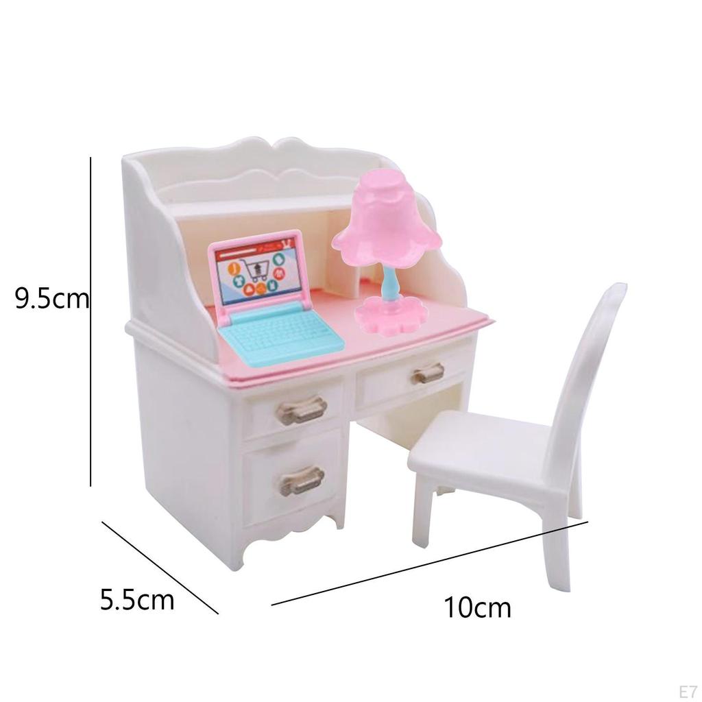 1/12 Dollhouse Desk Chair Set Table Simulation Notebook Decoration Accessories for Living