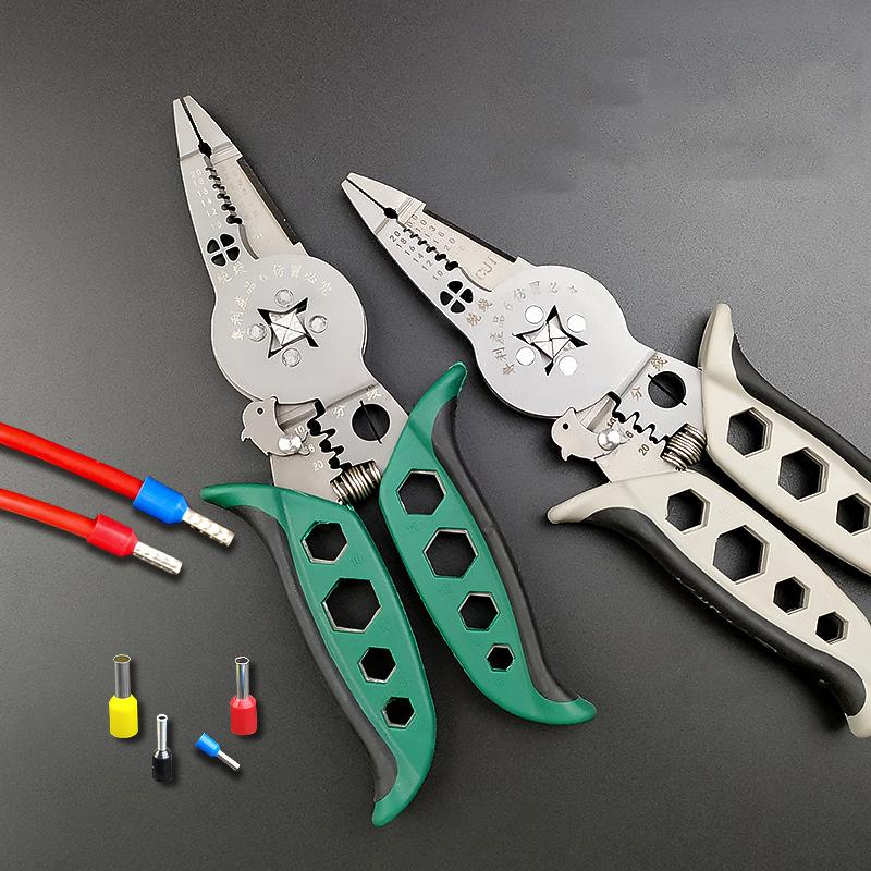 1 Piece Multifunctional Cable Cutter Curved Mouth Wire Stripper Crimping Pliers Electrician Wire Stripper Winding Hand Tools