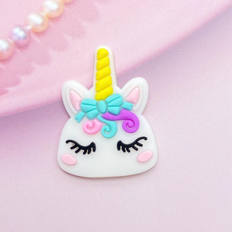 12pcs Cute Mini Unicorn head PVC flexible glue Flat back DIY Scrapbook Embellishment Phone Craft Decoration E98
