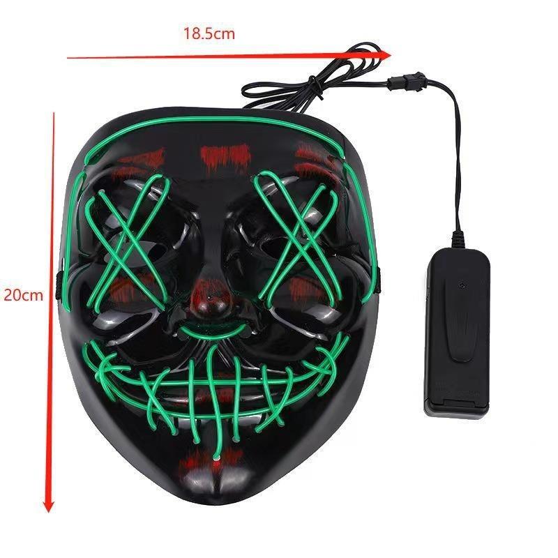 1PC LED Luminous Neon Mask  Light Up Toy Mask Glowing Party Costume Accessory for Halloween Stage Cosplay Festival Night Event