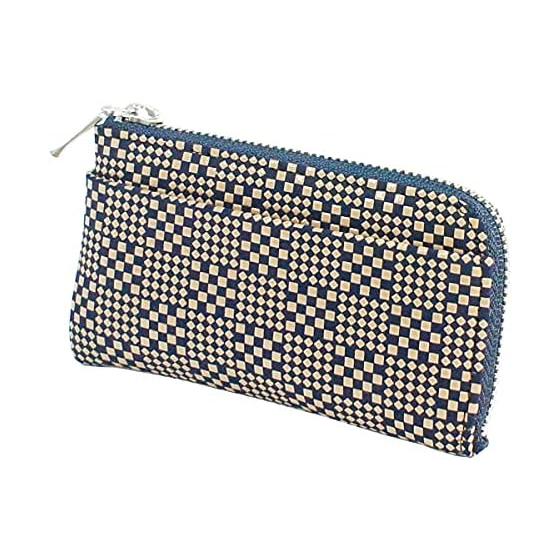 Inden-ya Inden Coin Purse F-Coin Purse 05 Deer Leather Navy x White Lacquer Patterned 1005-14-167 Custom Color Natural Deer Leather with Lacquer