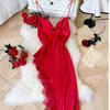 Sexy Lace Patchwork Pajamas Comfortable And Casual Long And Comfortable Women's Nightgown