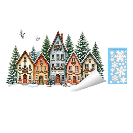Christmas Glass Decals Static Window Clings, PVC Stickers, Xmas Winter Snowflake Transparent Stickers for Home Store Holiday Decoration, Snowman