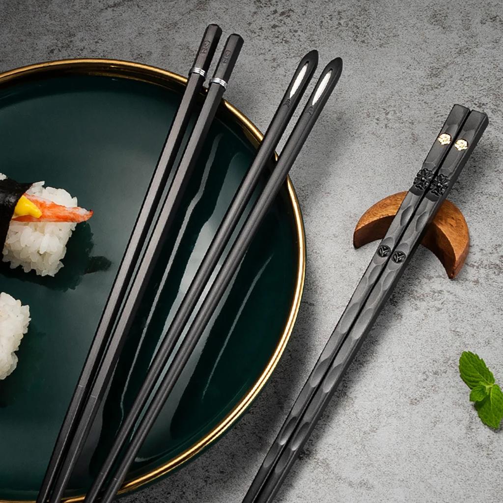 5 párů japonských hůlek sushi hůlek korejských hůlek opakovaně použitelných hůlek ze slitiny kuchyňské nádobí nástroj příslušenství