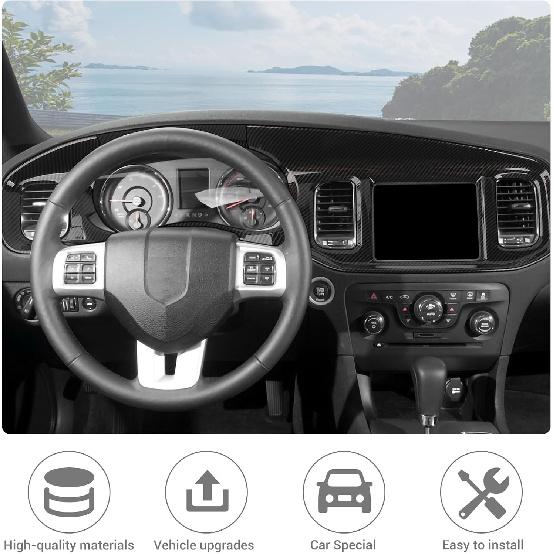 JeCar for Charger Carbon Fiber Dash Trim for Dodge Charger 2011 2012 2013 2014 Interior Accessories (4pcs)