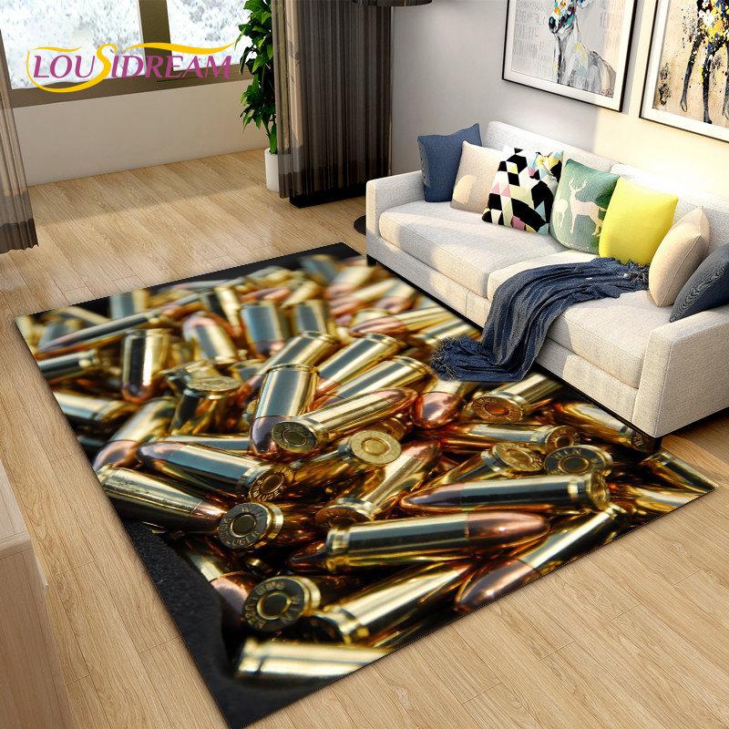 3D Rifle Pistol Revolver Gun Cartoon Area Rug,Carpet Rug for Living Room Bedroom,Kitchen Doormat Bathroom Anti-slip Floor Mat