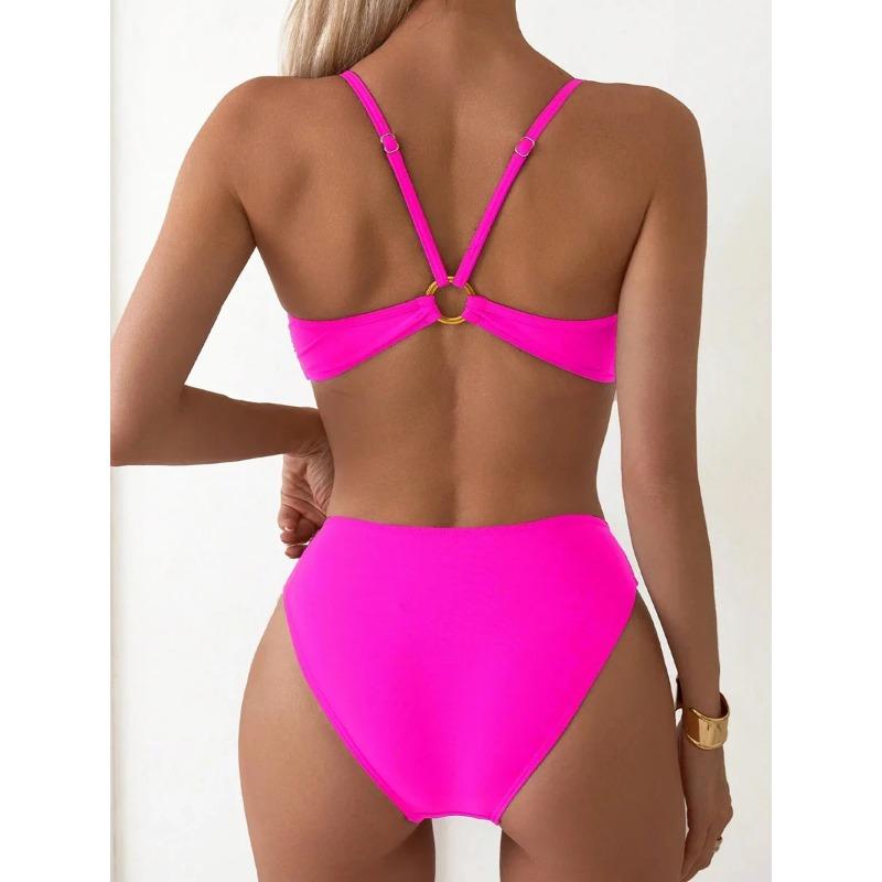 Maillots de bain femme sexy 2025 Maillots de bain d'été Bikinis femme pour femme Deux pièces Vêtements de plage Ensemble de bikinis couleur unie Maillot de bain