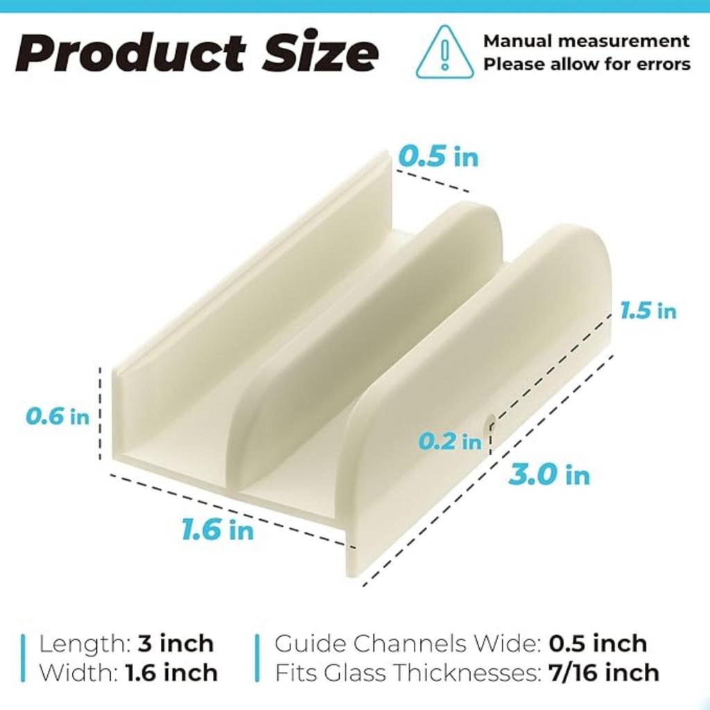 Sliding Shower Door Bottom Guide Fits for Sliding Shower Door (Top Hung) Tub Enclosure Systems, 1/2 In Channels for Glass Shower Door Plastic Guide