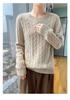 Autumn Winter Women's Thick Cashmere Round Neck Pullover - Retro Cable Knit Soft Sweater
