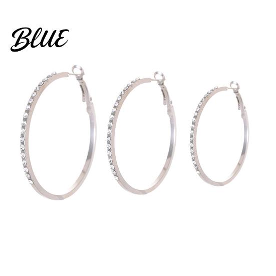 Party Earrings Large Rhinestone Hoop for Women Big Cubic Zirconia
