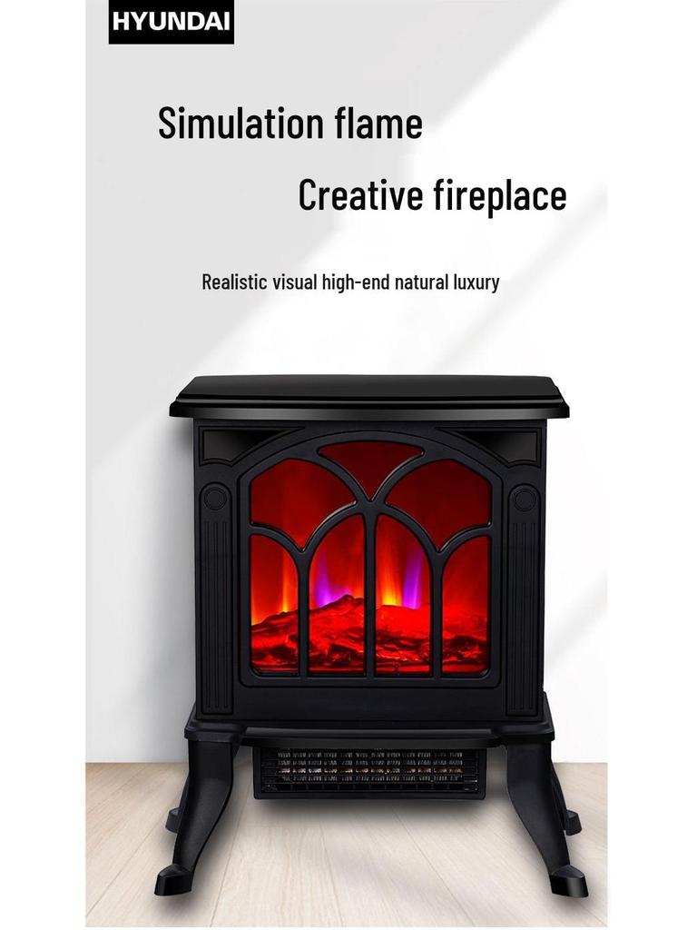 Desktop Electric Fireplace Heater with Simulated Flame for Home and Bedroom