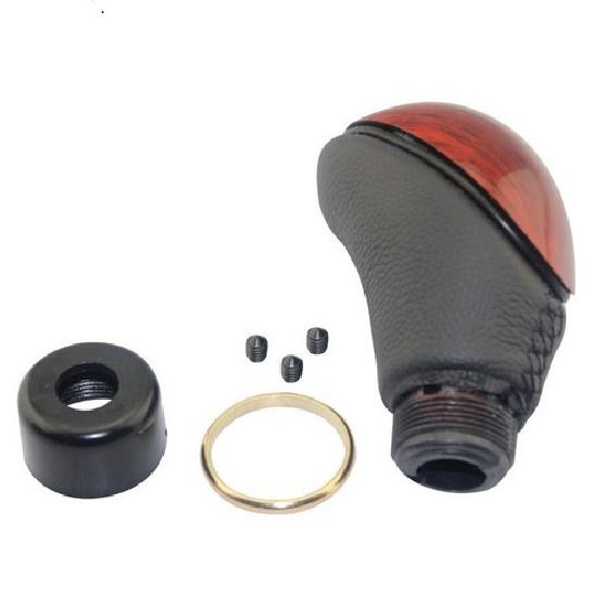 New Car Universal 5 Speed Gear Shift Knob Wood Color Grain Leather MT Gear Shift
