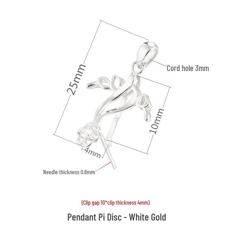 

S925 Silver Flower Safety Buckle Pendant with Amber and Jadeite Inlay 925 Silver платиновый