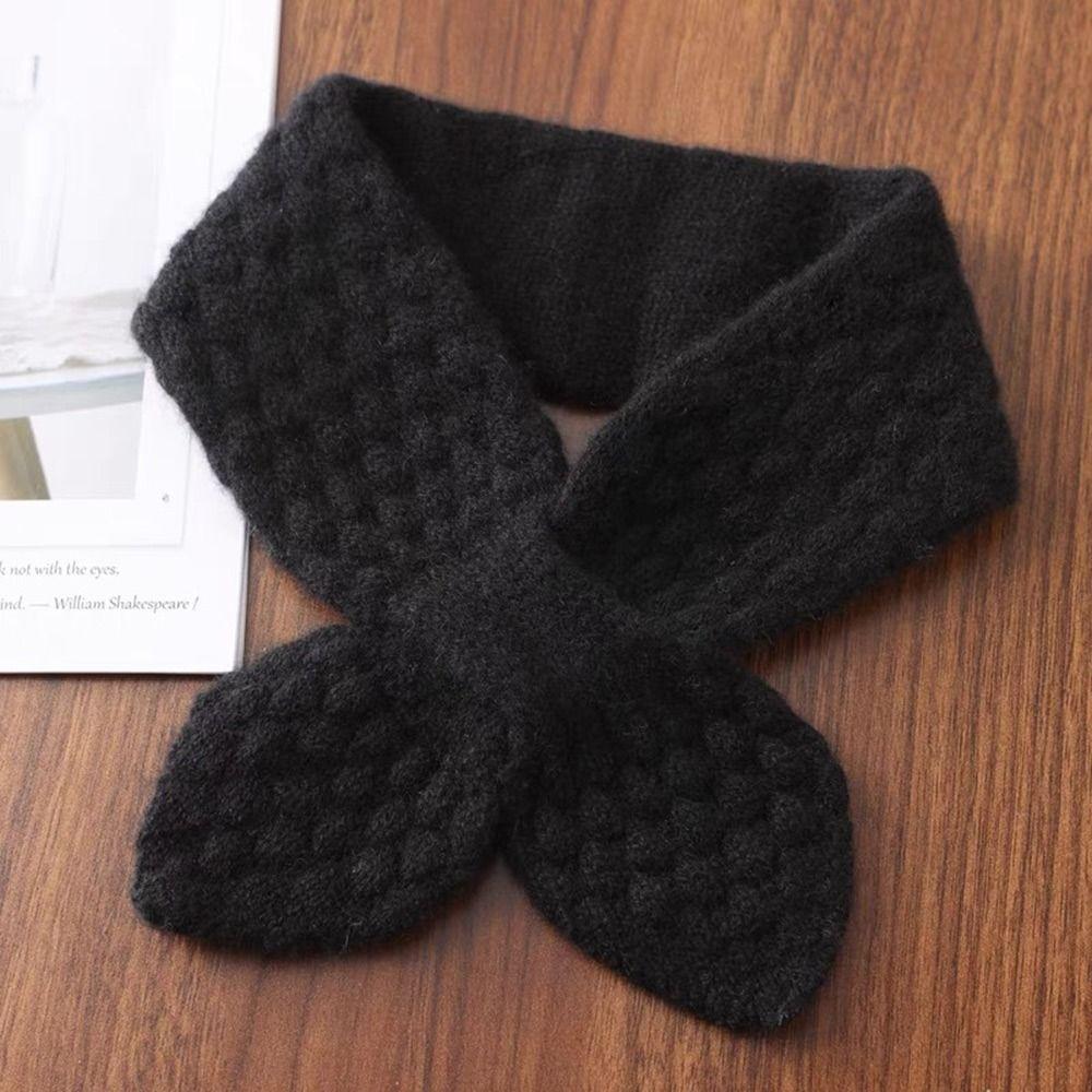Thickening Cross Knitted Scarf Bib Snood Cowl Tube Thermal Neck Warmer Scarf  Winter